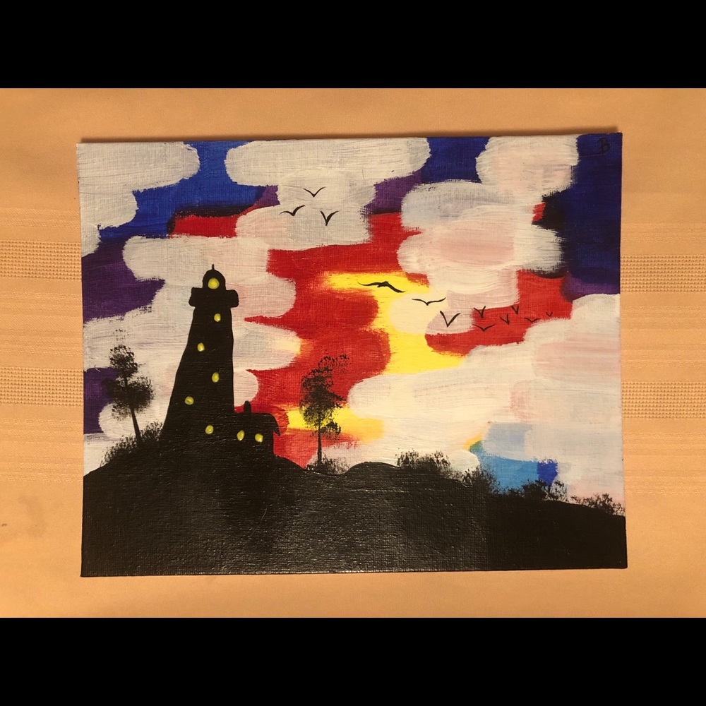 Small acrylic painting lighthouse